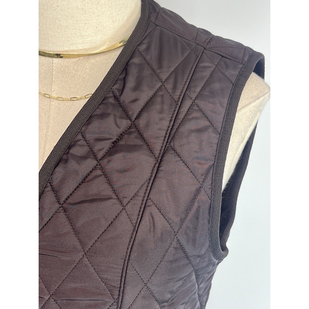 Barbour Womens Brown Quilted Fleece Lined Betty Vest Size 4 US Zip Old Money - Picture 10 of 14